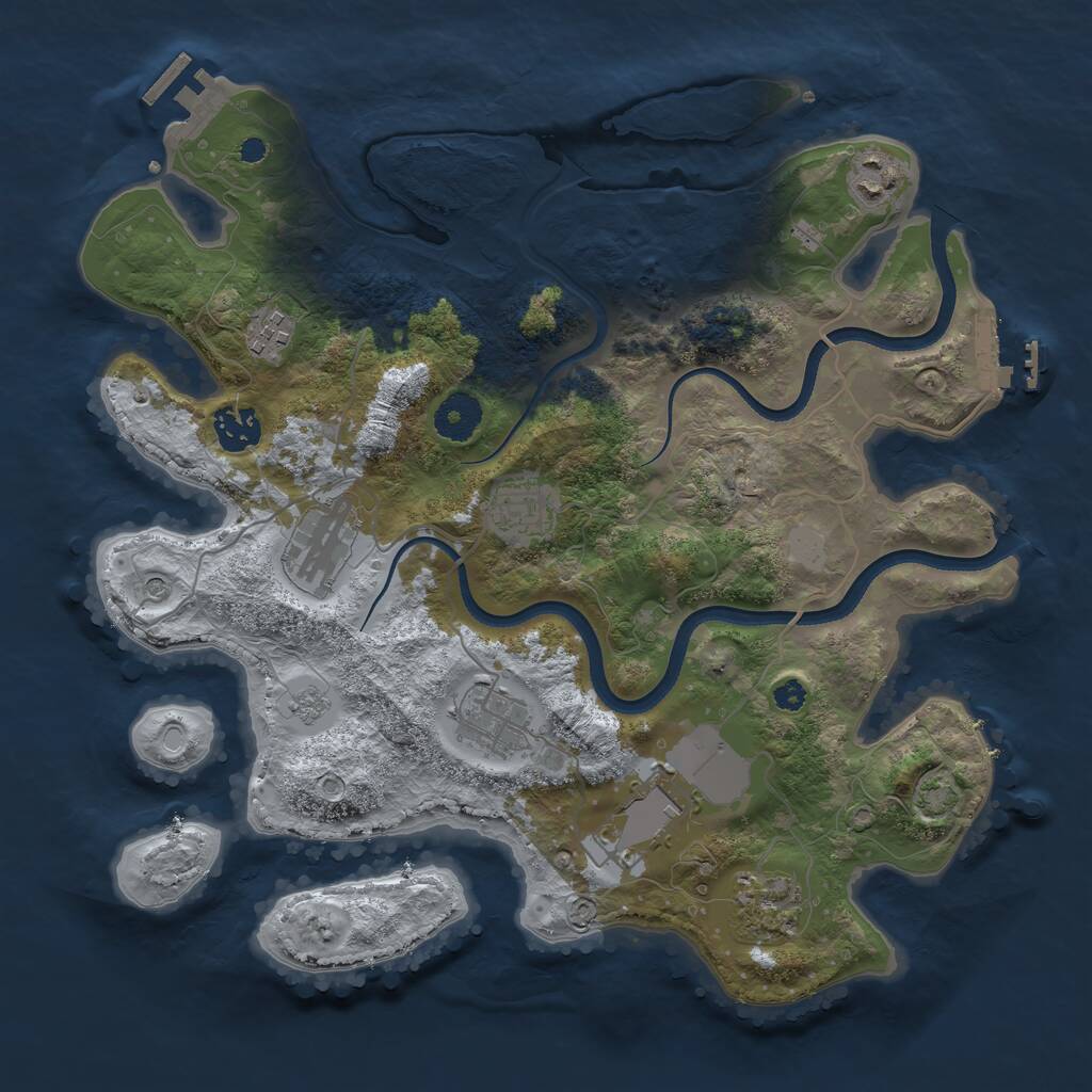 Rust Map: Procedural Map, Size: 3500, Seed: 704295009, 14 Monuments