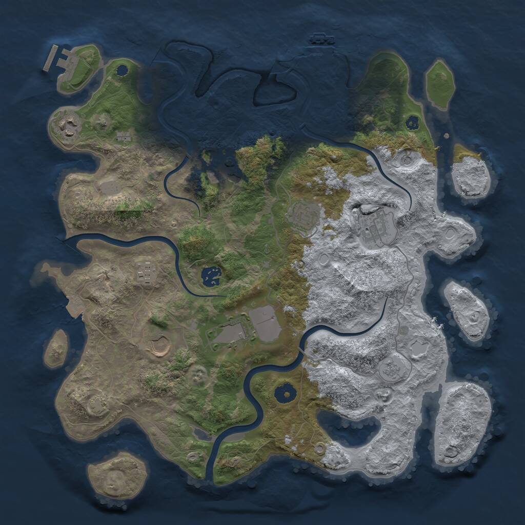 Rust Map: Procedural Map, Size: 3800, Seed: 893, 14 Monuments