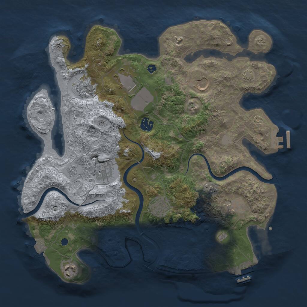Rust Map: Procedural Map, Size: 3500, Seed: 702636966, 15 Monuments