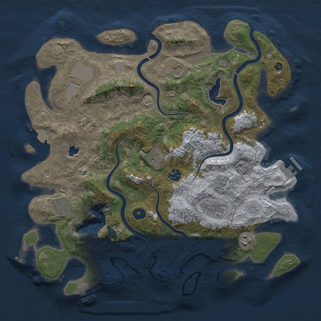 Rust Map: Procedural Map, Size: 4000, Seed: 1327493496, 15 Monuments