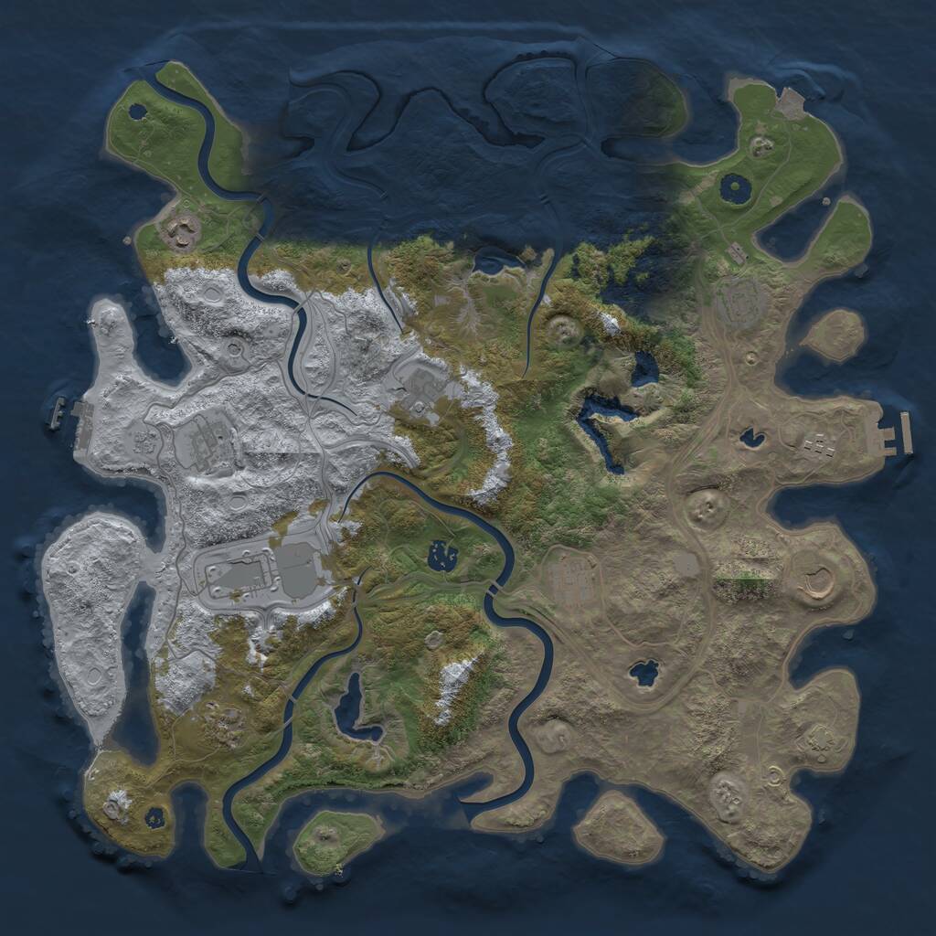 Rust Map: Procedural Map, Size: 4500, Seed: 801523, 16 Monuments
