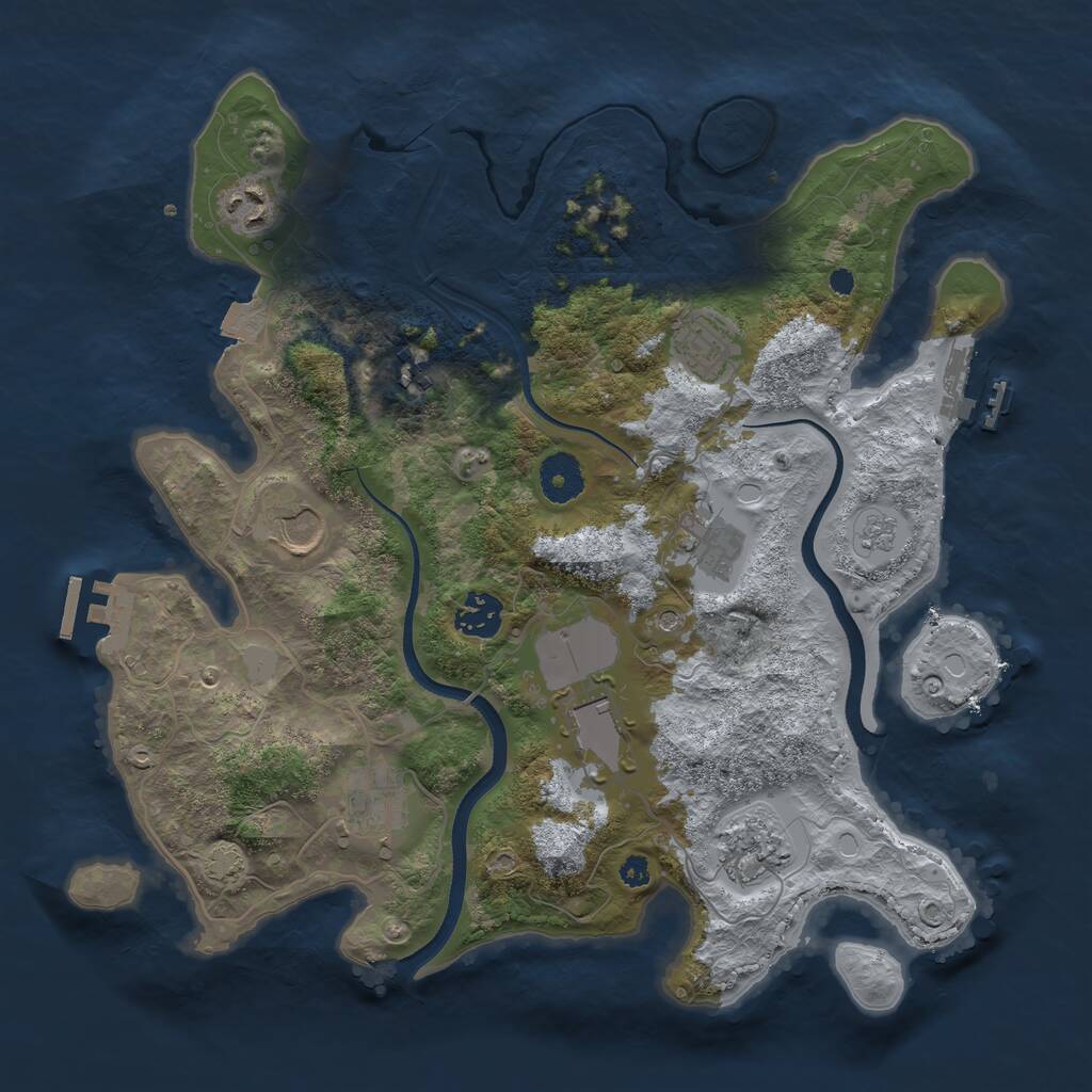Rust Map: Procedural Map, Size: 3500, Seed: 2099314579, 15 Monuments
