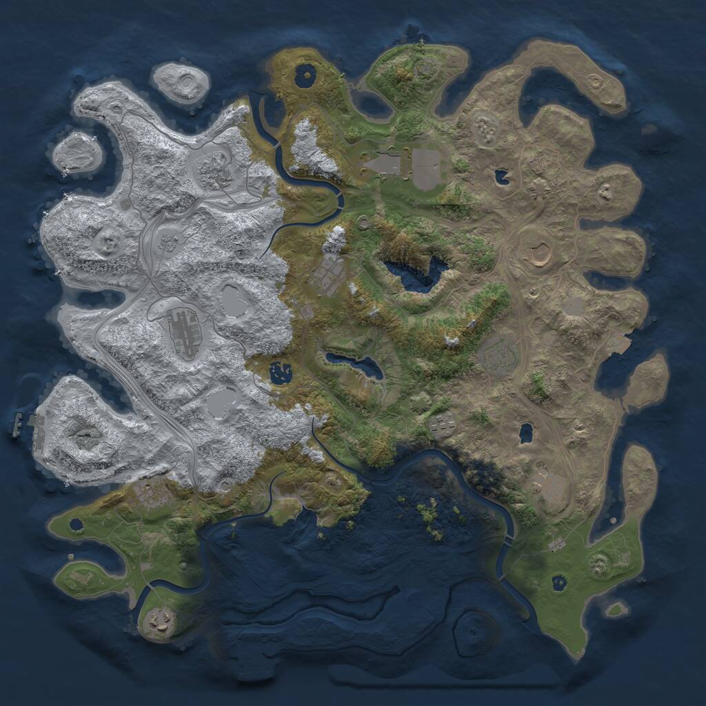 Rust Map: Procedural Map, Size: 4500, Seed: 981907749, 17 Monuments
