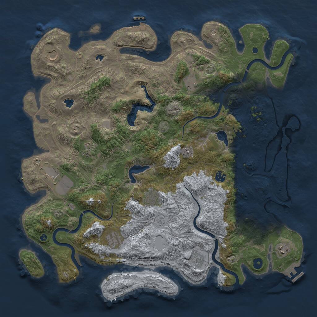 Rust Map: Procedural Map, Size: 4500, Seed: 848041665, 16 Monuments