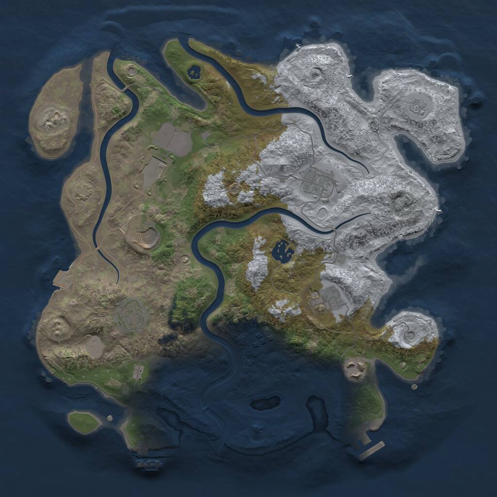 Rust Map: Procedural Map, Size: 3500, Seed: 1672279238, 14 Monuments