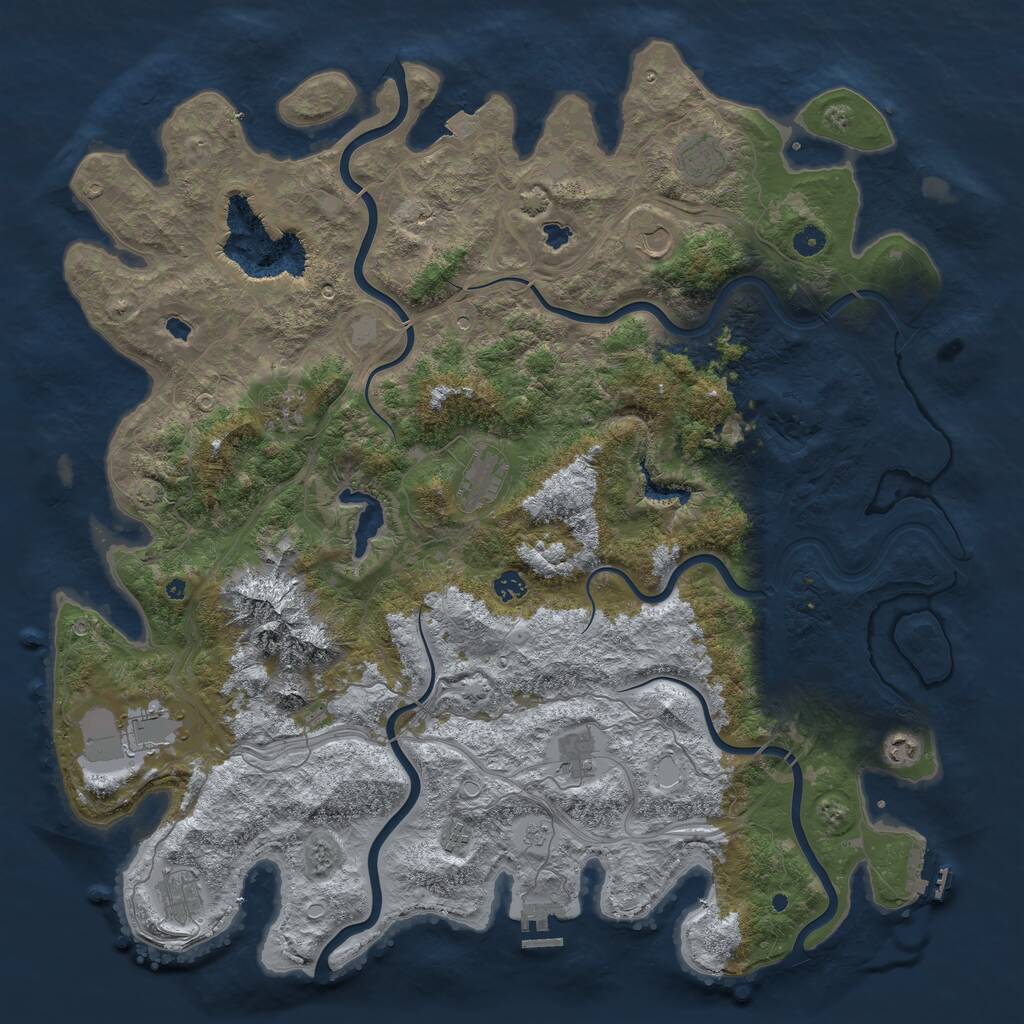 Rust Map: Procedural Map, Size: 5000, Seed: 777009, 16 Monuments