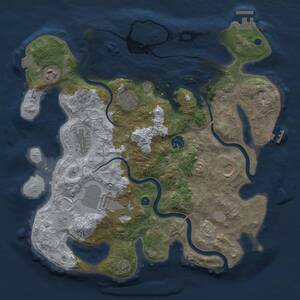 Thumbnail Rust Map: Procedural Map, Size: 3500, Seed: 2089494253, 13 Monuments