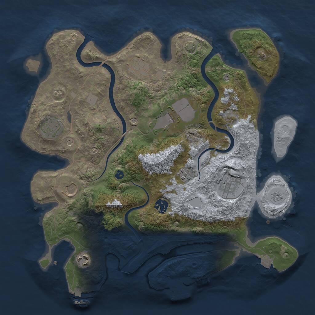 Rust Map: Procedural Map, Size: 3500, Seed: 1221541074, 14 Monuments