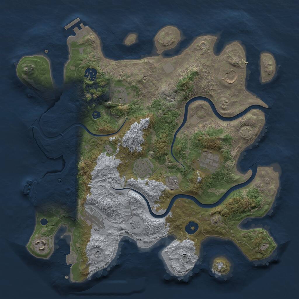 Rust Map: Procedural Map, Size: 3500, Seed: 288926, 14 Monuments