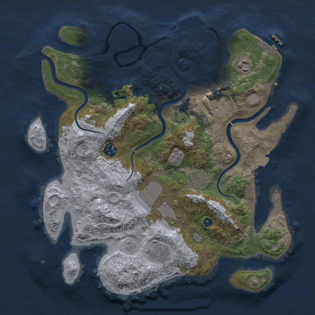 Rust Map: Procedural Map, Size: 3500, Seed: 735917, 13 Monuments