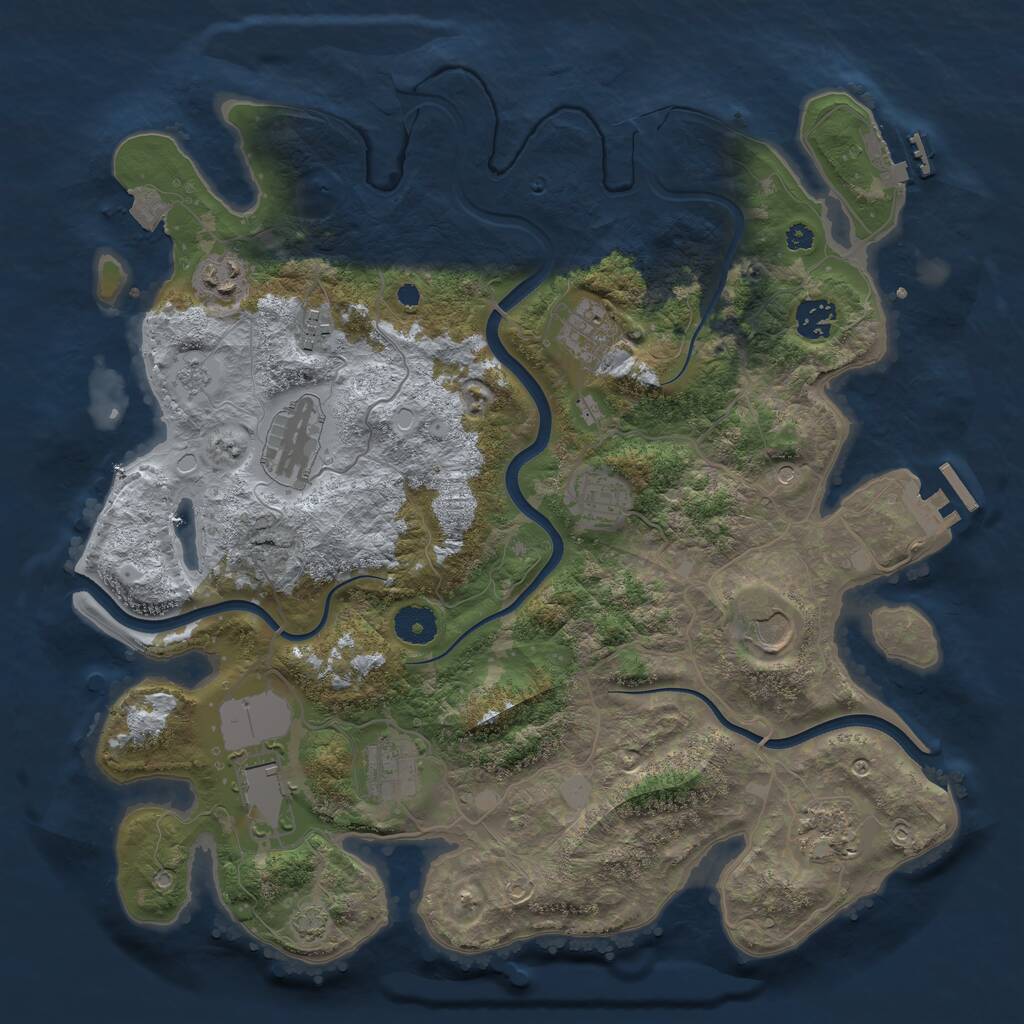 Rust Map: Procedural Map, Size: 3750, Seed: 592671, 16 Monuments