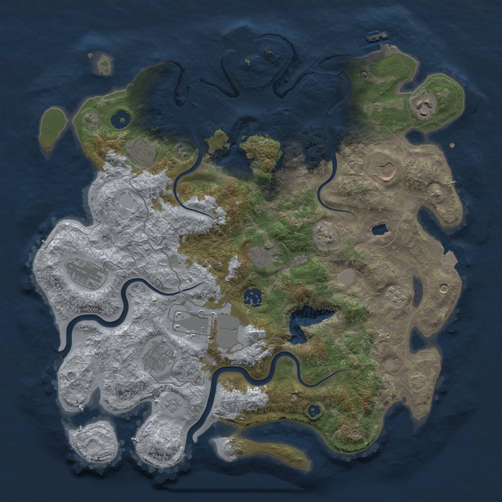 Rust Map: Procedural Map, Size: 4000, Seed: 1919344118, 16 Monuments