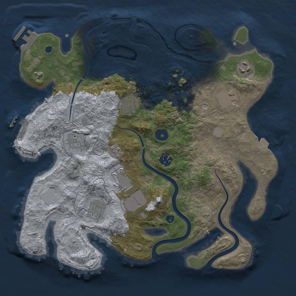 Rust Map: Procedural Map, Size: 3500, Seed: 594564763, 14 Monuments