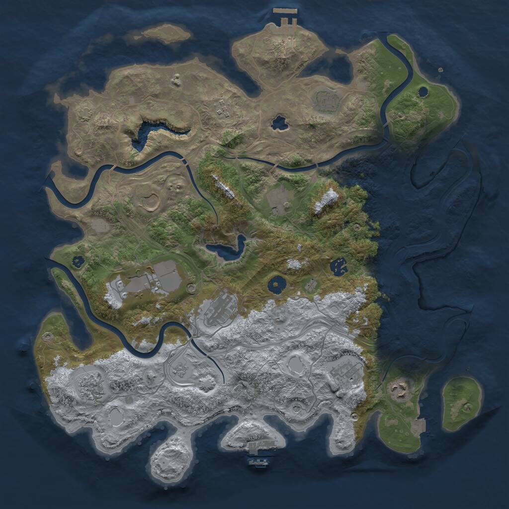 Rust Map: Procedural Map, Size: 4250, Seed: 570266031, 16 Monuments