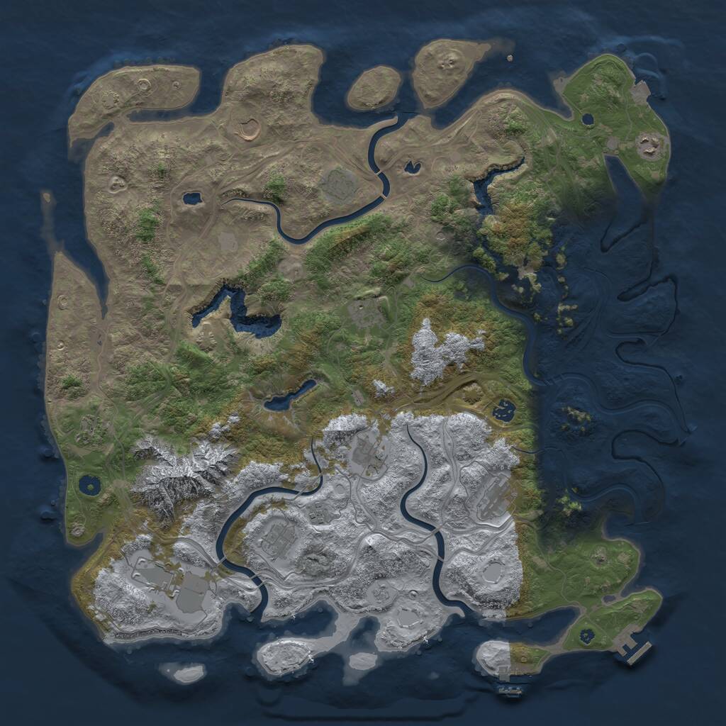Rust Map: Procedural Map, Size: 5000, Seed: 1057748119, 17 Monuments