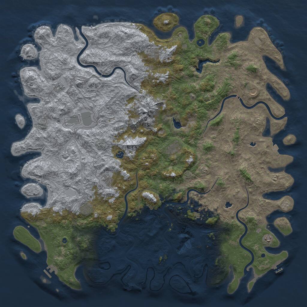 Rust Map: Procedural Map, Size: 6000, Seed: 163527382, 17 Monuments