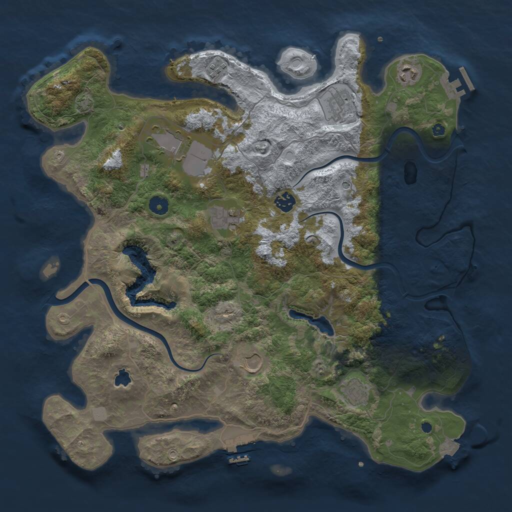 Rust Map: Procedural Map, Size: 4000, Seed: 1675809631, 13 Monuments