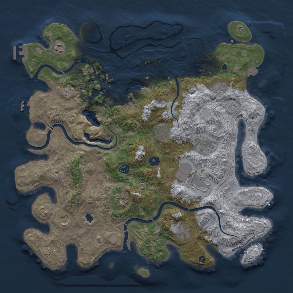 Rust Map: Procedural Map, Size: 4250, Seed: 1289664702, 16 Monuments