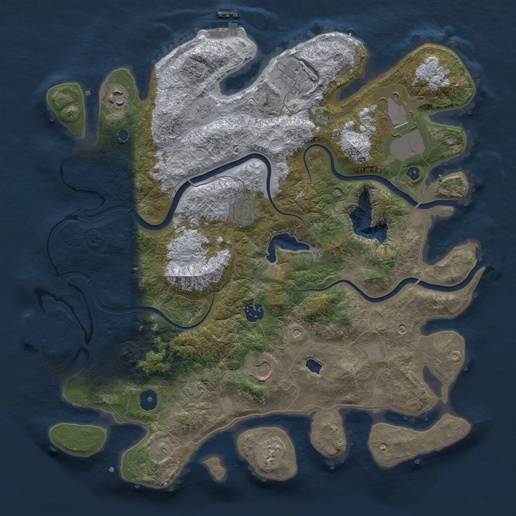 Rust Map: Procedural Map, Size: 4000, Seed: 183440087, 13 Monuments