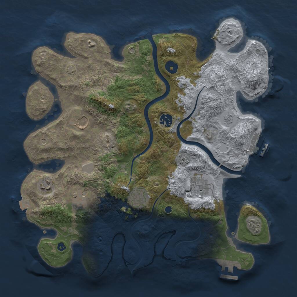 Rust Map: Procedural Map, Size: 3500, Seed: 1100276768, 13 Monuments