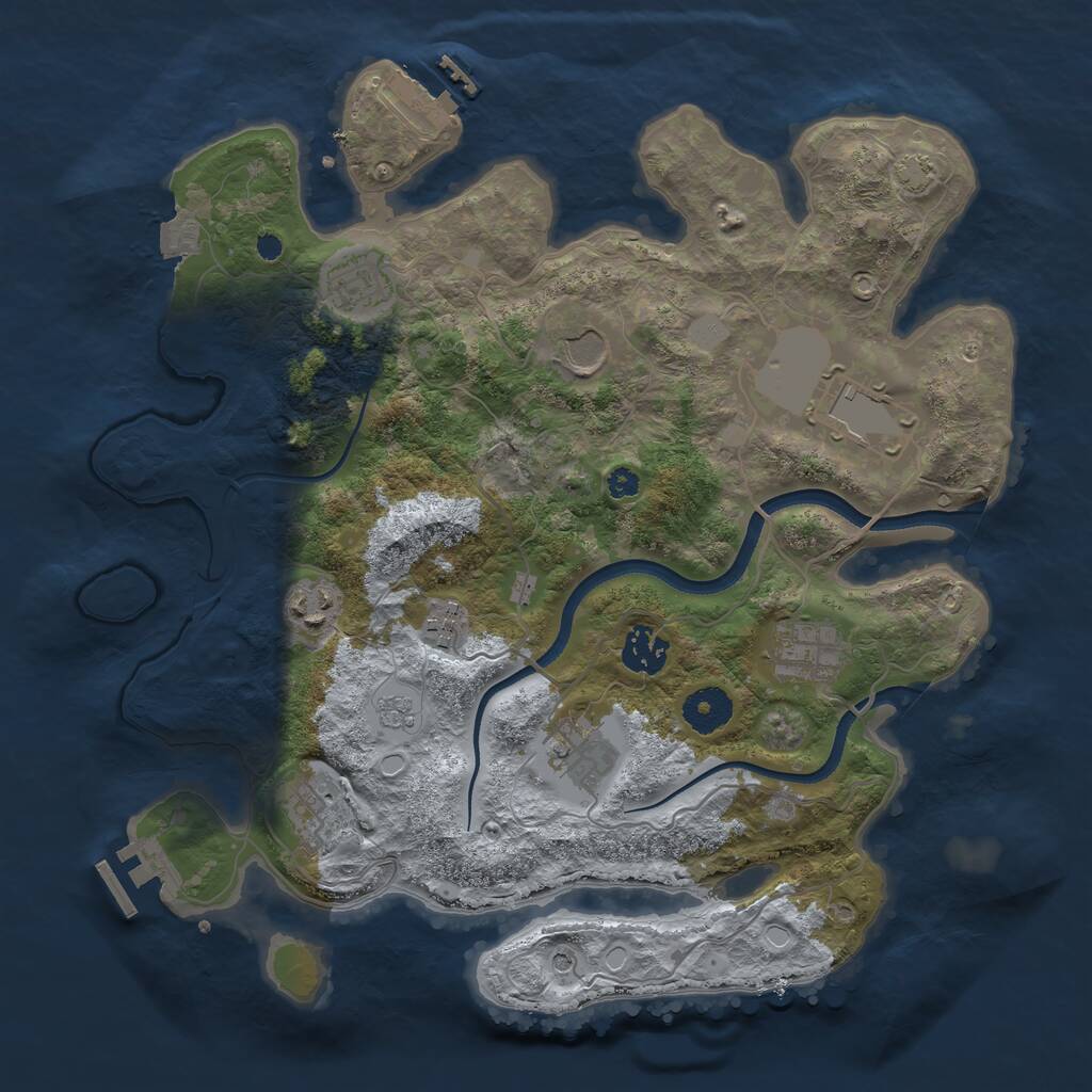 Rust Map: Procedural Map, Size: 3500, Seed: 1957353740, 15 Monuments