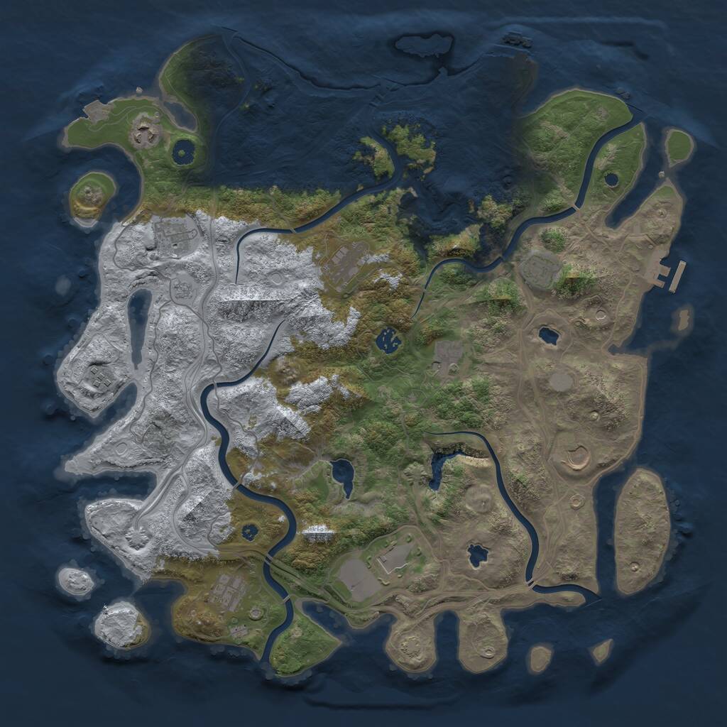 Rust Map: Procedural Map, Size: 4500, Seed: 1234586, 16 Monuments