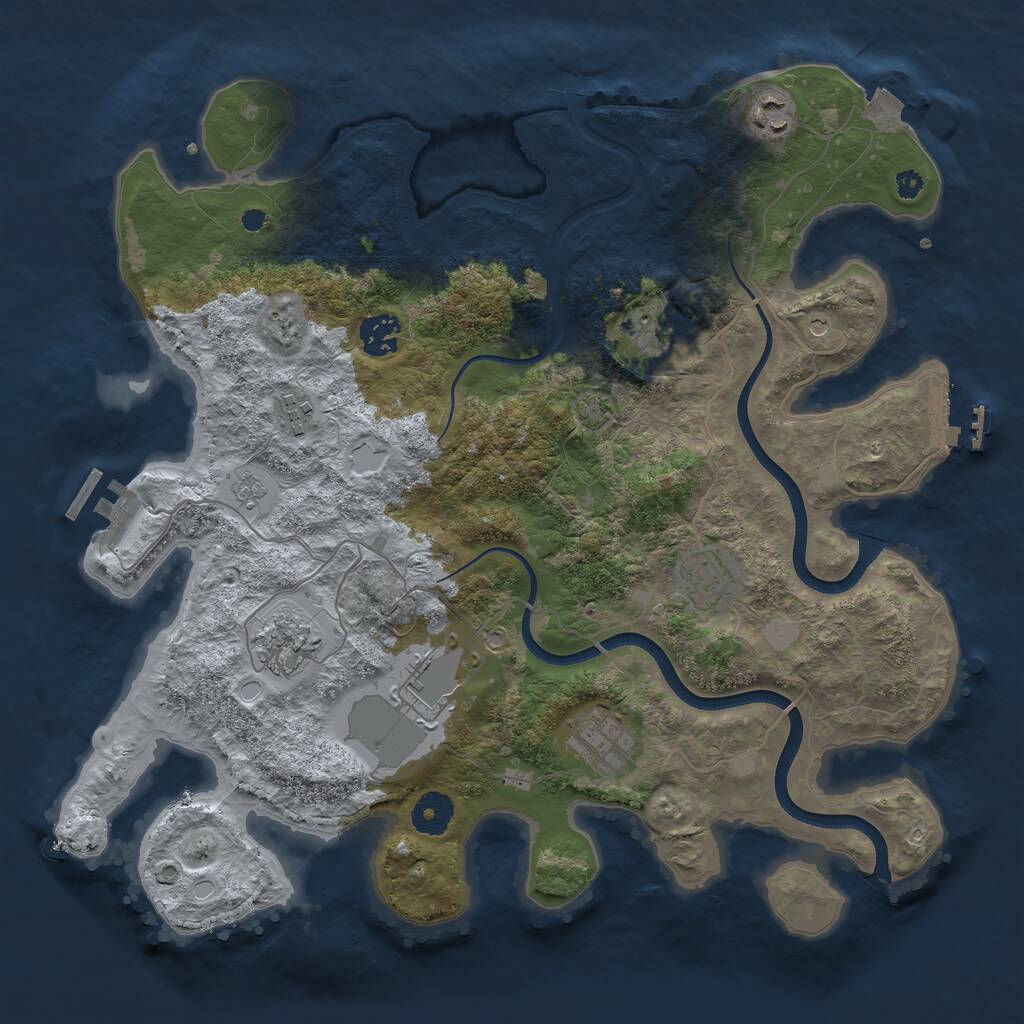 Rust Map: Procedural Map, Size: 3650, Seed: 7681591, 14 Monuments