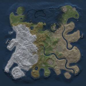 Thumbnail Rust Map: Procedural Map, Size: 3650, Seed: 7681591, 16 Monuments