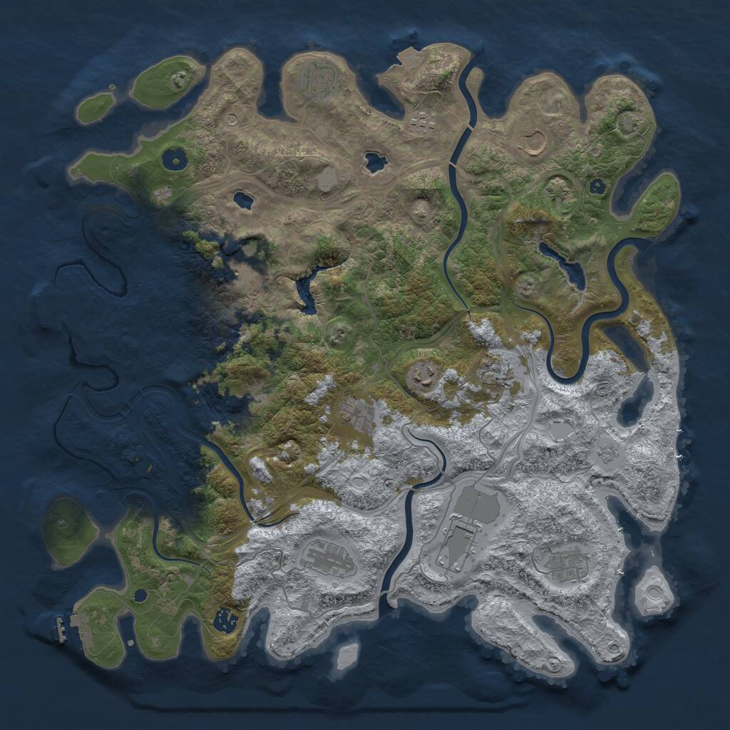 Rust Map: Procedural Map, Size: 4500, Seed: 1795835383, 17 Monuments