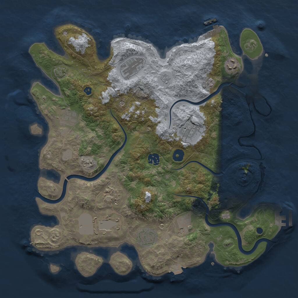 Rust Map: Procedural Map, Size: 3750, Seed: 500023, 16 Monuments