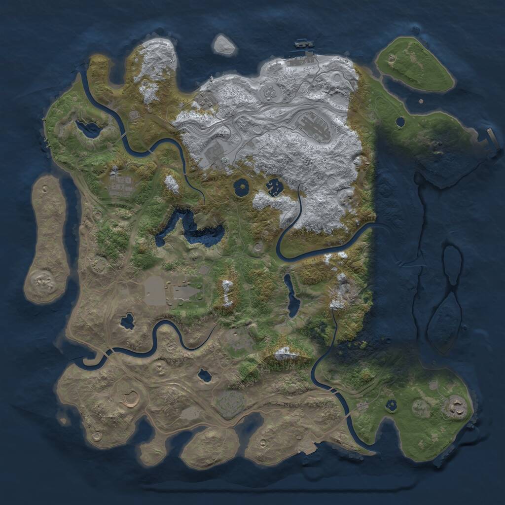 Rust Map: Procedural Map, Size: 4500, Seed: 1476260937, 16 Monuments