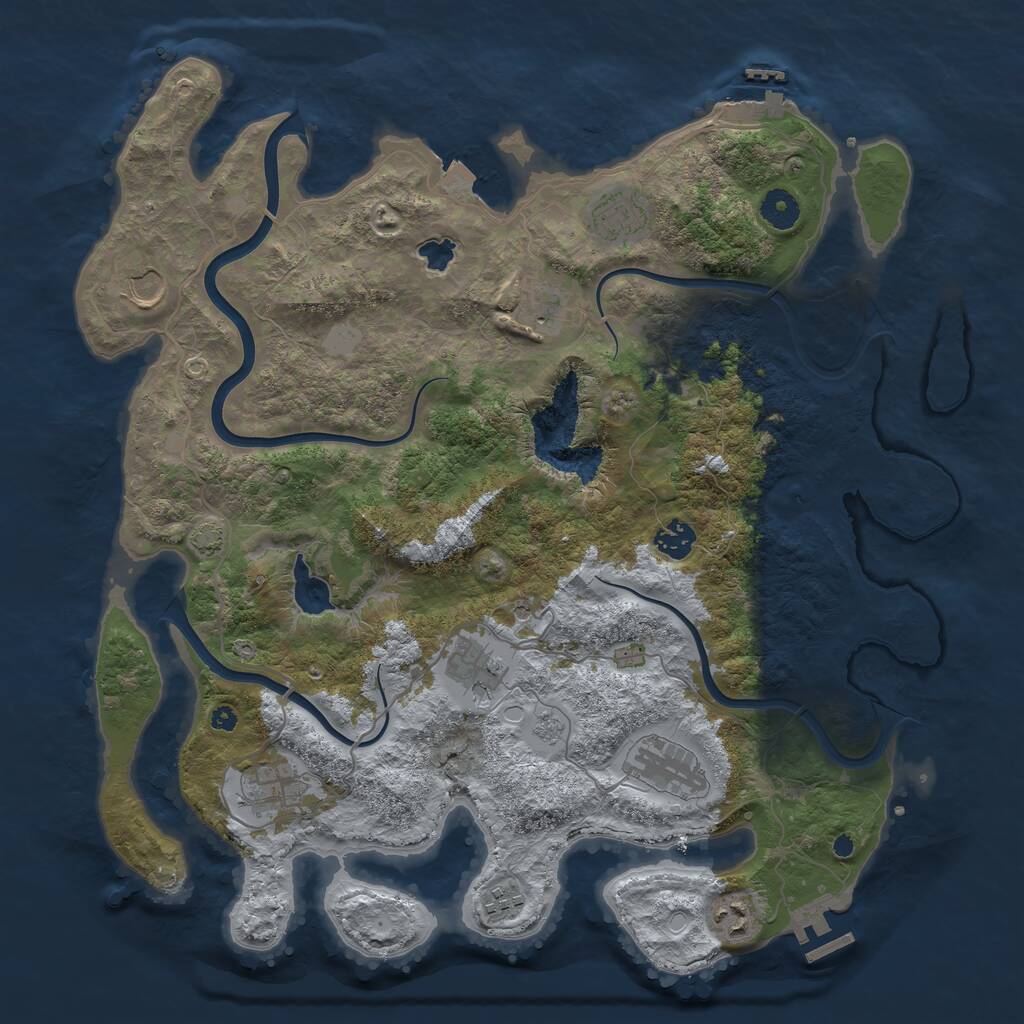 Rust Map: Procedural Map, Size: 4000, Seed: 140012521, 15 Monuments