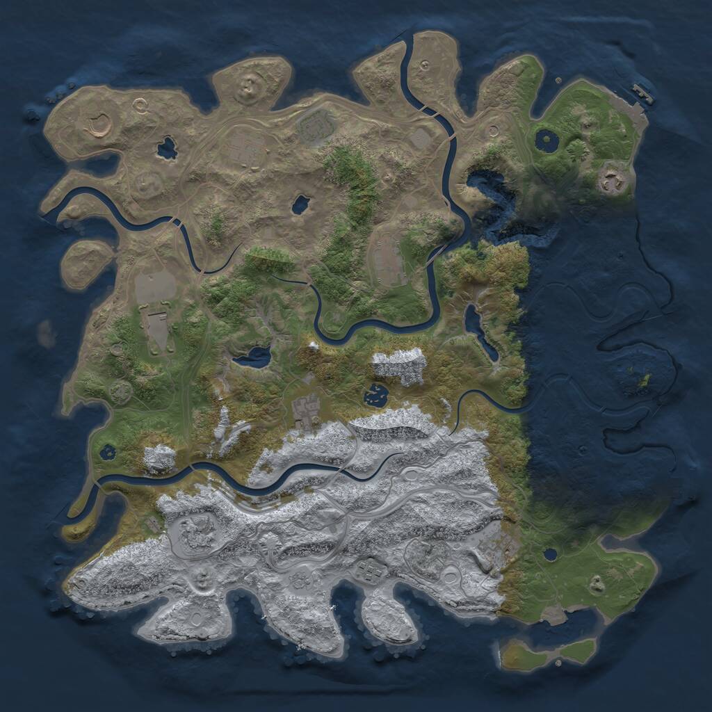 Rust Map: Procedural Map, Size: 4500, Seed: 634656190, 17 Monuments