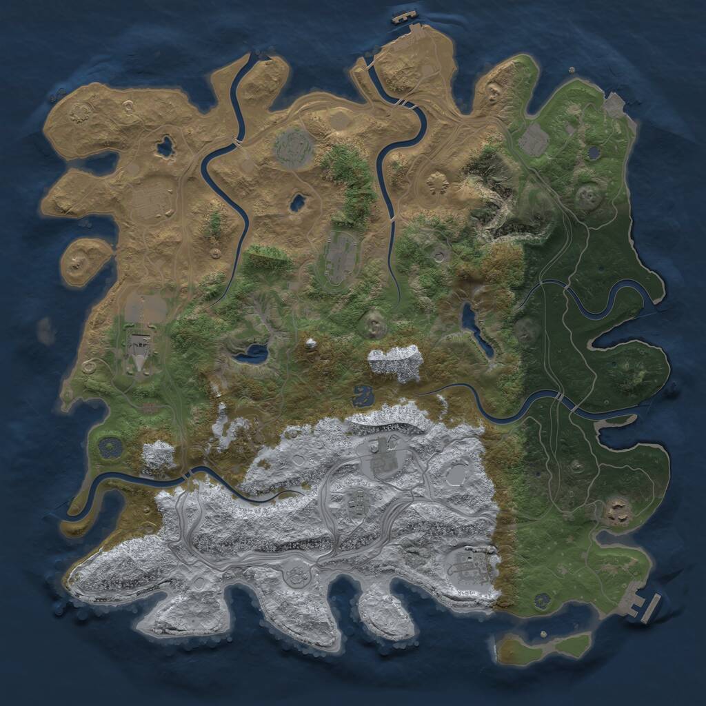 Rust Map: Procedural Map, Size: 4500, Seed: 634656190, 18 Monuments