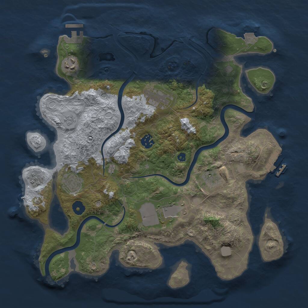 Rust Map: Procedural Map, Size: 3500, Seed: 1503974429, 13 Monuments