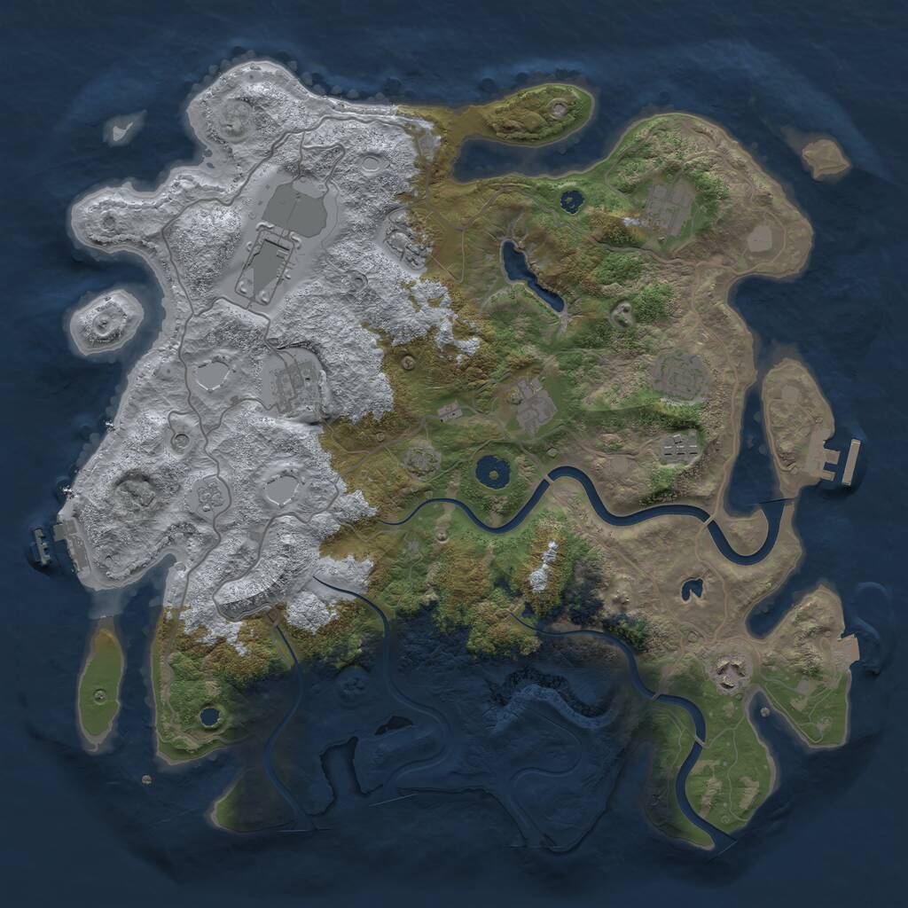 Rust Map: Procedural Map, Size: 4000, Seed: 1920951902, 14 Monuments