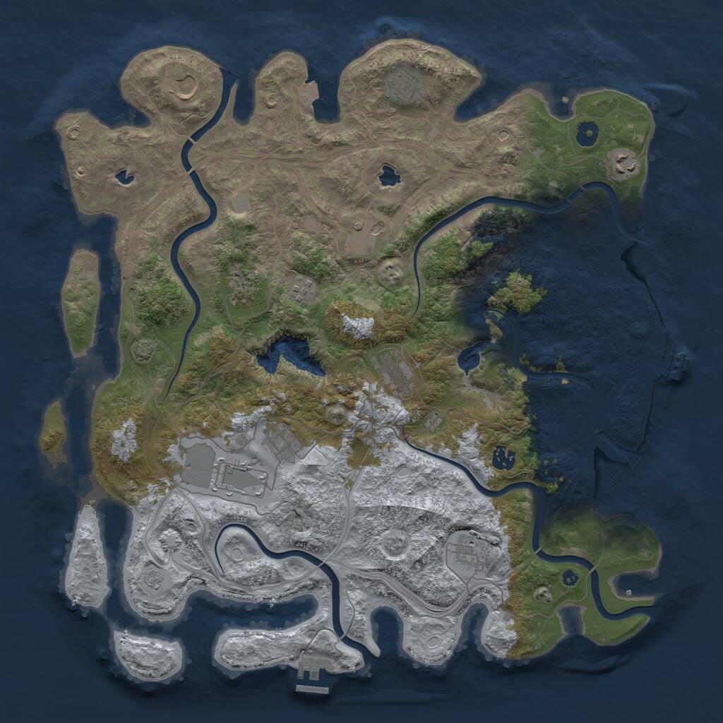 Rust Map: Procedural Map, Size: 4500, Seed: 1740091182, 17 Monuments