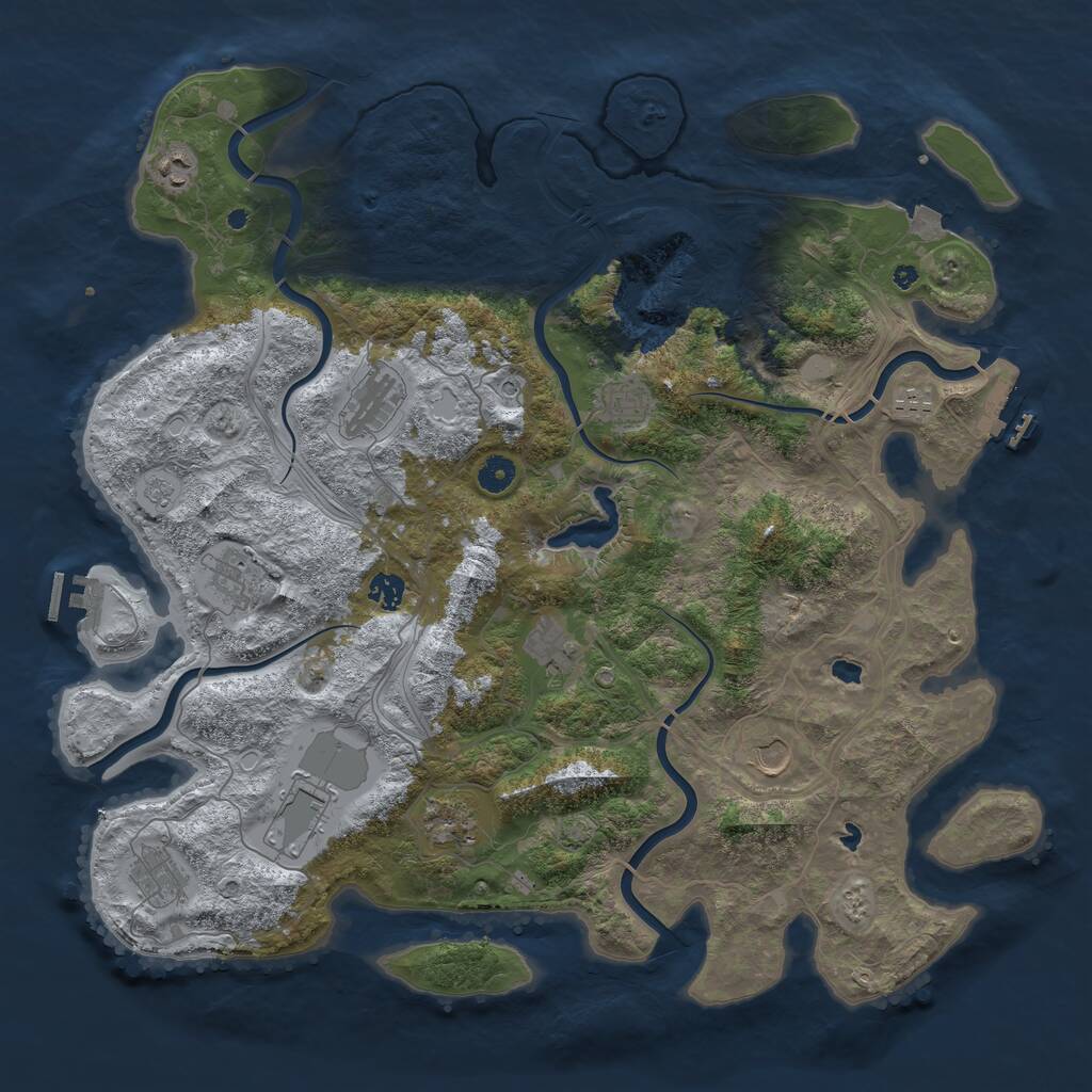 Rust Map: Procedural Map, Size: 4500, Seed: 573420, 17 Monuments