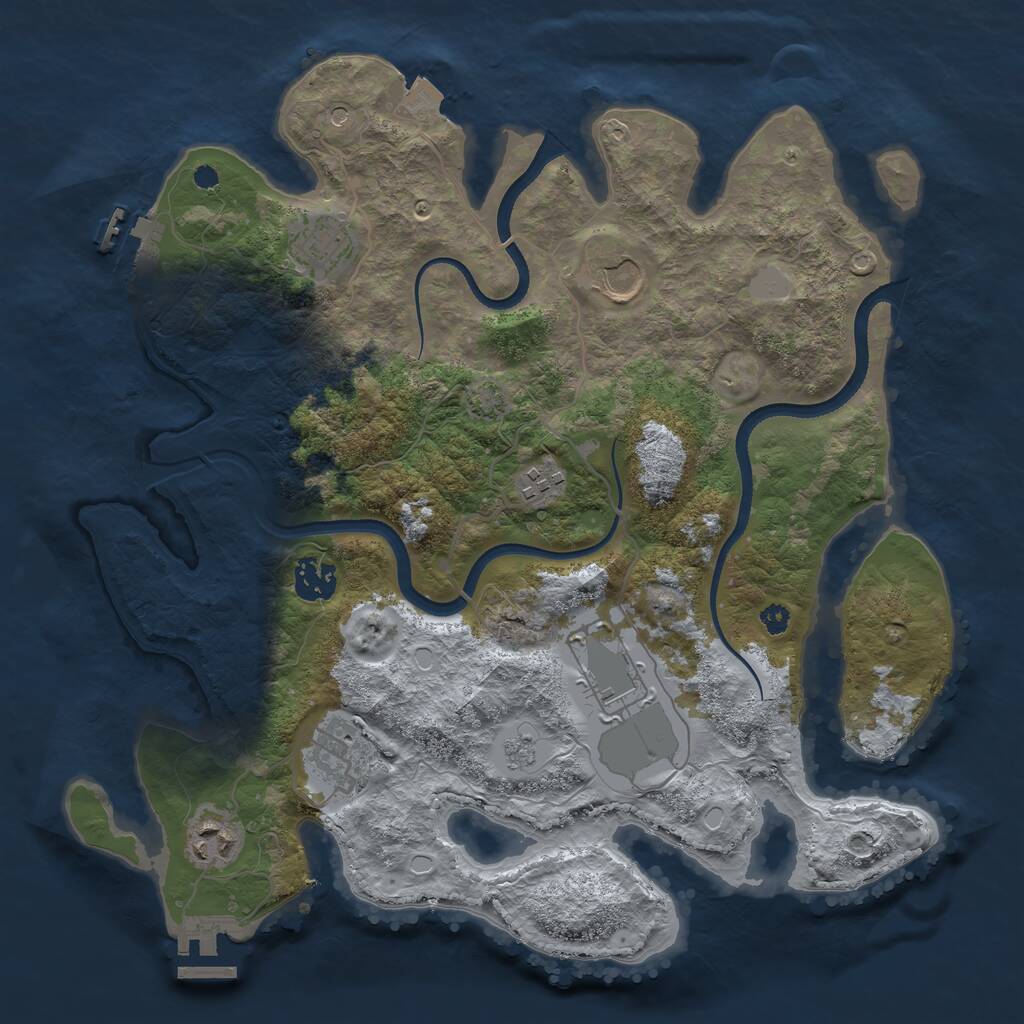 Rust Map: Procedural Map, Size: 3500, Seed: 1479973971, 13 Monuments