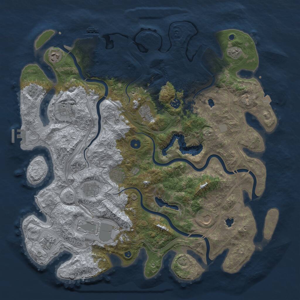 Rust Map: Procedural Map, Size: 4500, Seed: 1824212321, 16 Monuments