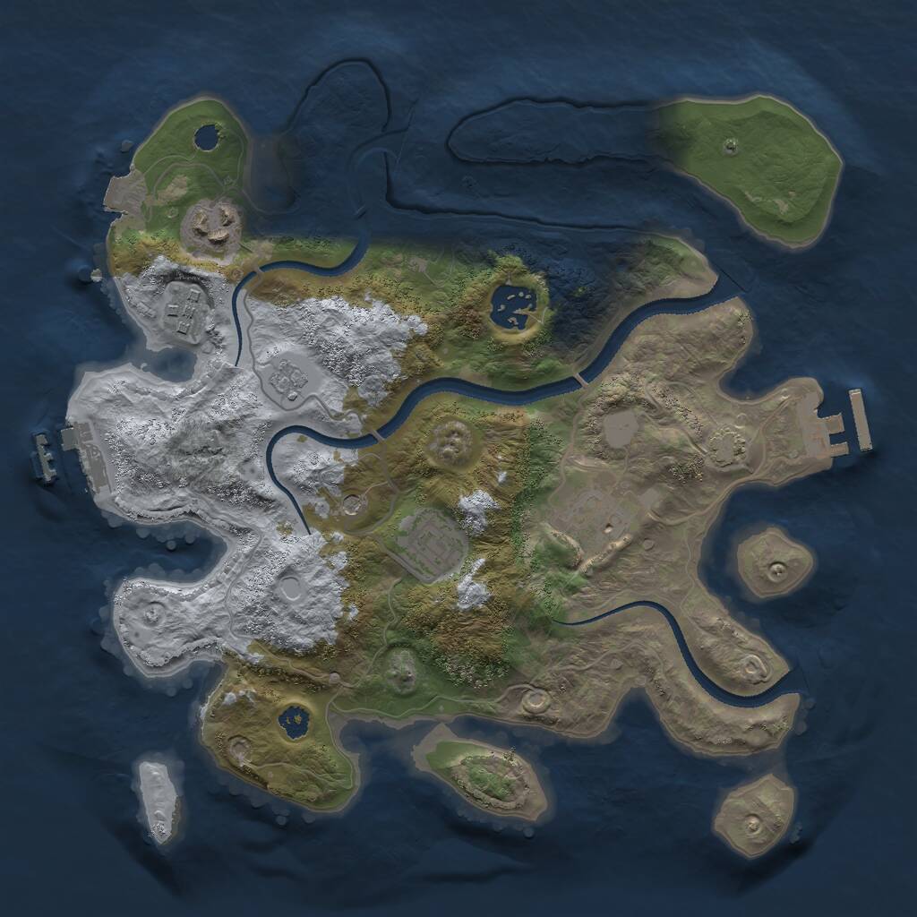Rust Map: Procedural Map, Size: 3000, Seed: 2098909165, 11 Monuments