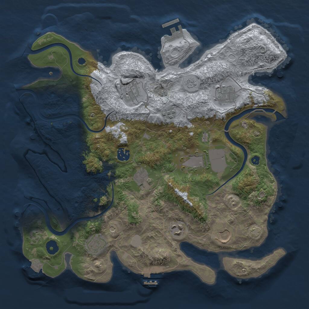 Rust Map: Procedural Map, Size: 3500, Seed: 53246584, 15 Monuments