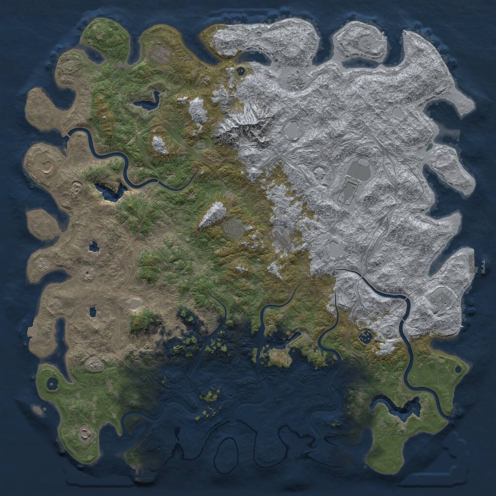 Rust Map: Procedural Map, Size: 6000, Seed: 110223274, 17 Monuments