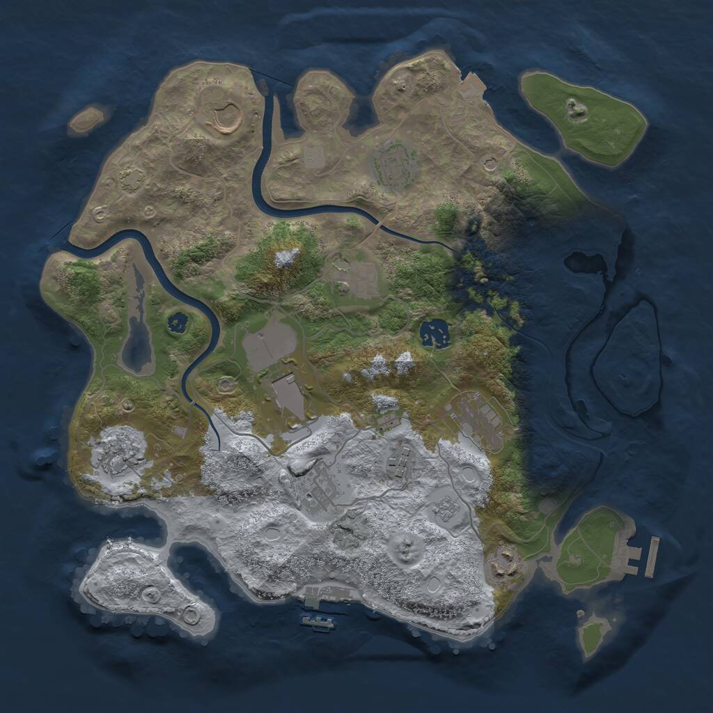 Rust Map: Procedural Map, Size: 3500, Seed: 1193185625, 16 Monuments