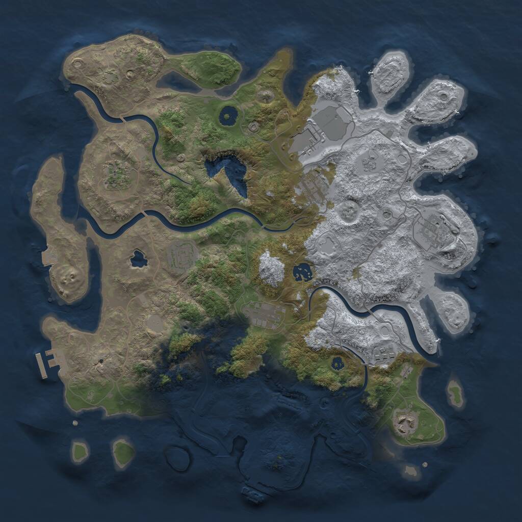 Rust Map: Procedural Map, Size: 4050, Seed: 1275335302, 15 Monuments