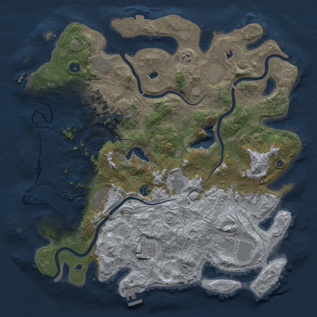 Rust Map: Procedural Map, Size: 4500, Seed: 6566000, 17 Monuments