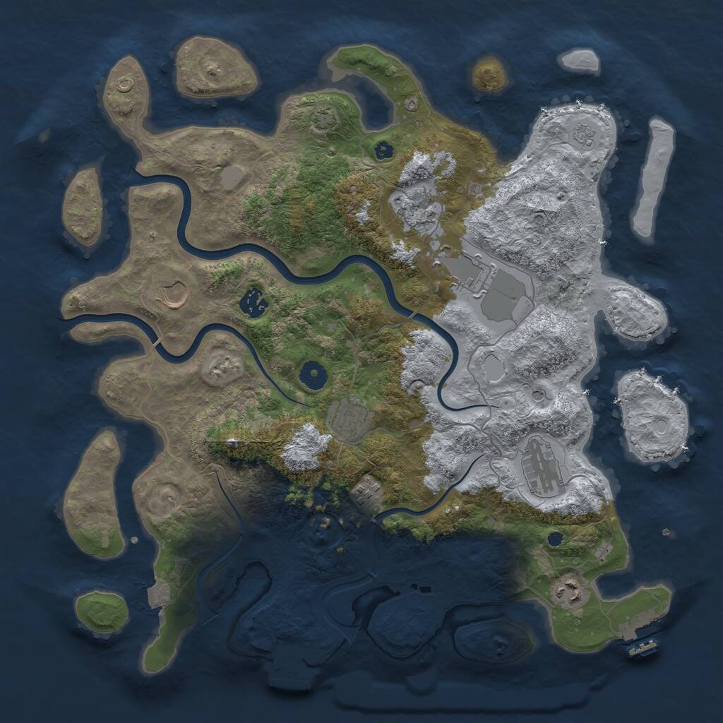 Rust Map: Procedural Map, Size: 3950, Seed: 1288318544, 14 Monuments