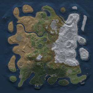 Thumbnail Rust Map: Procedural Map, Size: 3950, Seed: 1288318544, 18 Monuments