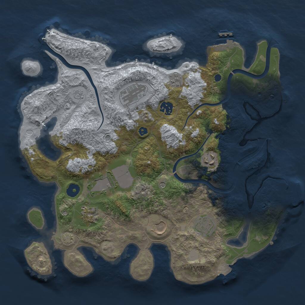Rust Map: Procedural Map, Size: 3500, Seed: 5210205, 14 Monuments