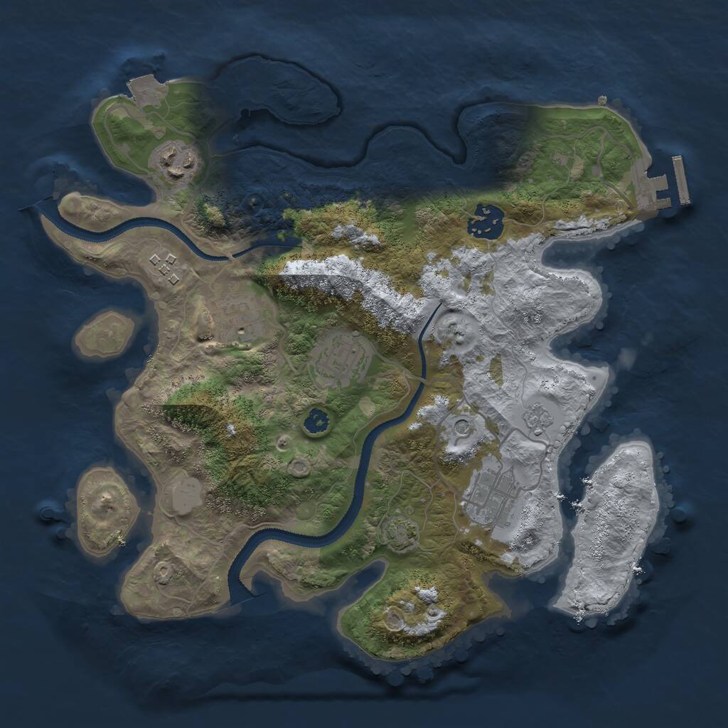 Rust Map: Procedural Map, Size: 3000, Seed: 1981206846, 11 Monuments